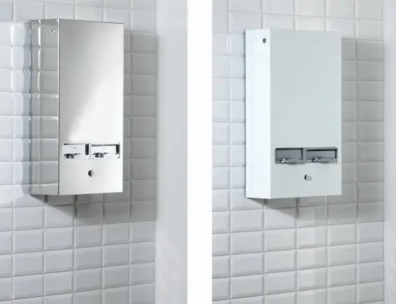 Washroom vending machines small chrome white