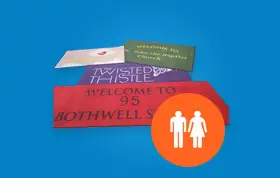 dust control mats with male female toilet sign