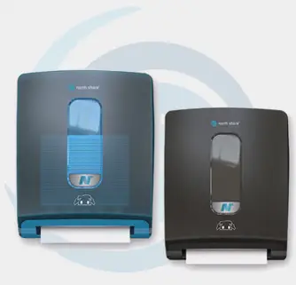 North Shore Blue and black paper towel dispensers