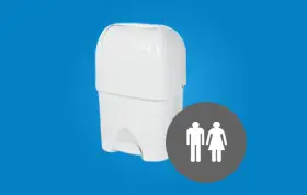 nappy bin with male female toilet sign