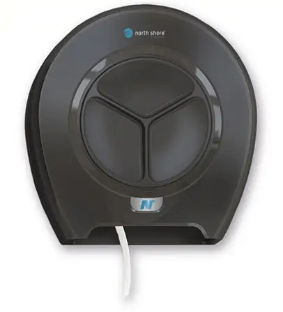 North Shore black orbit paper towel dispenser - Wilson Washrooms' toilet roll systems include some of the best commercial toilet paper dispensers