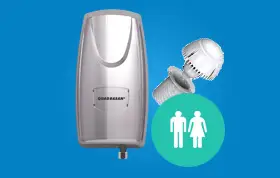 soap dispenser and urinal sleeve with male female toilet sign