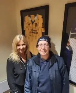 Elaine King of Wilson Washrooms (left) and Bernie Ralton of Glasgow Care Foundation - wilson washrooms support glasgow care foundation