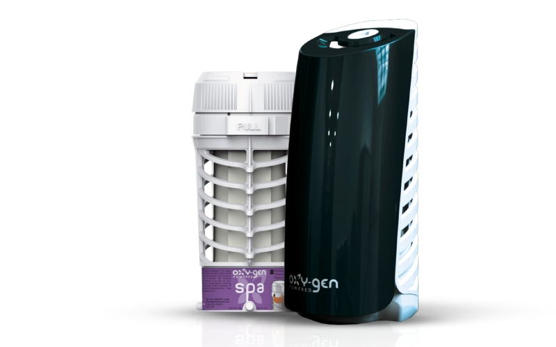 wilson washrooms VIVA!e_BlackDispenser and spa cartridge